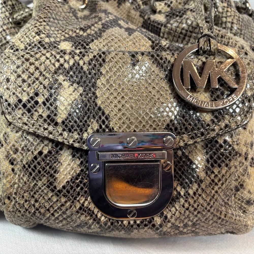Michael Kors Nolita Snakeskin Embossed Leather Shoulder Bag‎